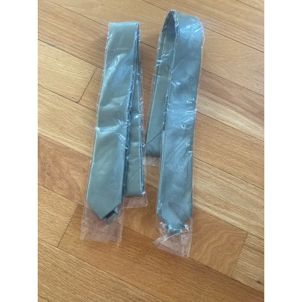David's Bridal Eucalyptus Sage Green Satin Look Men's Ties x 2